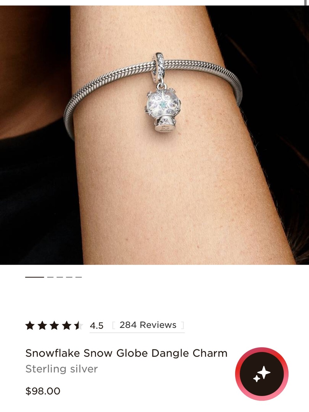 Pandora Snowflake Snow Globe Dangle Charm